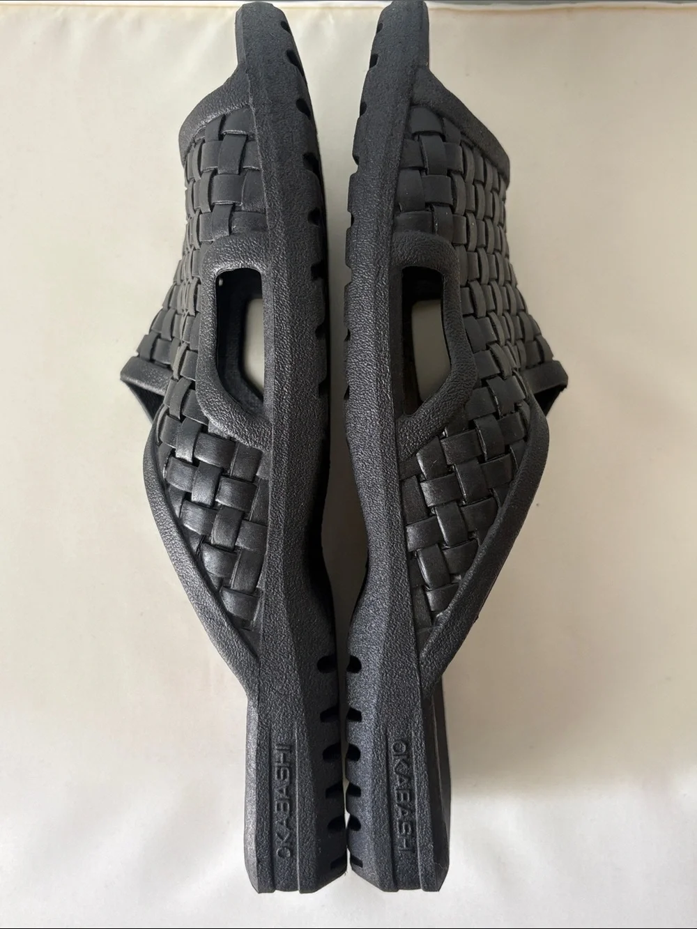 Okabashi Black Rubber Woven Slide Sandals for Men - Slip-On Comfort